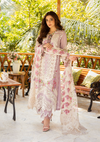 MAYA in EMBROIDERED LAWN LASERWORK FRONT CENTER PANEL and SUBLIMATION PRINTED COTTON NET PATCHED DUPATTA from ELAF Luxury Lawn 2025.